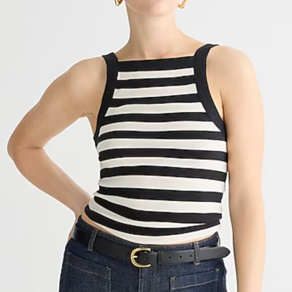 J.Crew Vintage Rib Wide-Strap Tank Top in Stripe - Size Large - Picture 10 of 10